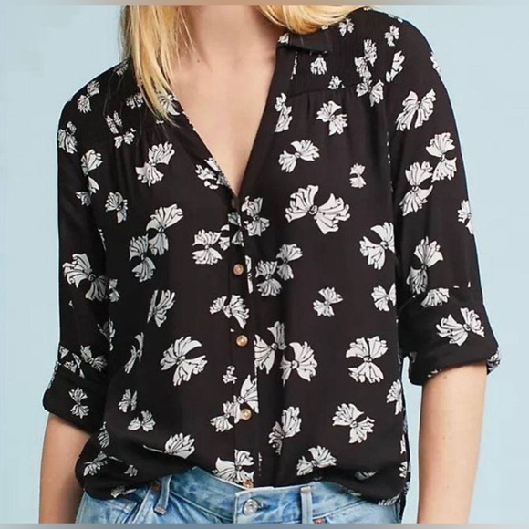 Anthropologie Maeve Emory Printed Button Down Size 6 - Picture 8 of 9